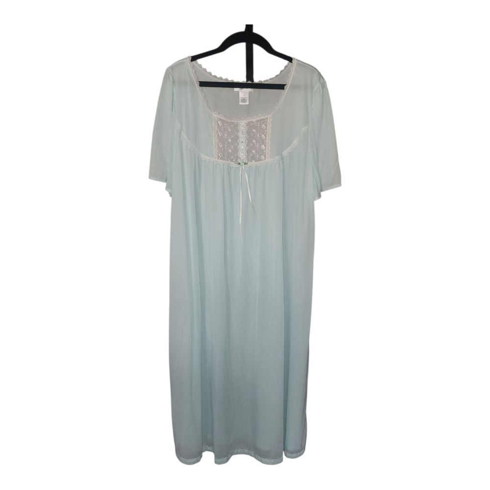Vintage Fundamentals Woman Nightgown 1X Light Aqua, EUC